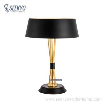 Gold lampshade black gold metal table lamp